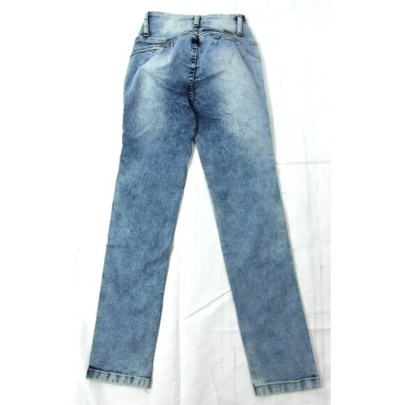 NEW K&H Distressed Acid Wash Rhinstone Studs Stretch High Rise Skinny Jeans 36 - Picture 8 of 11